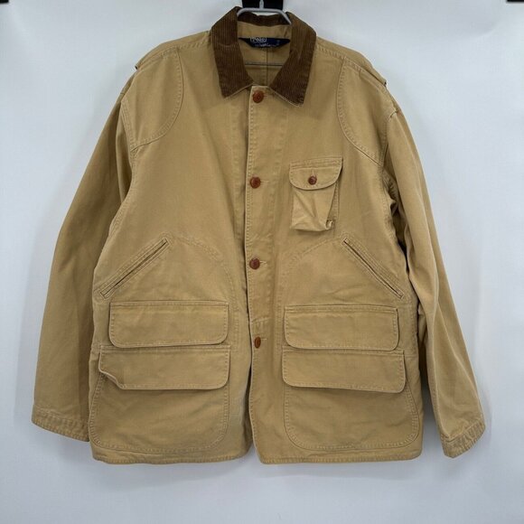 Polo Ralph Lauren VINTAGE Men's Hunting Jacket Size L 100% Cotton Sportsman 90s
